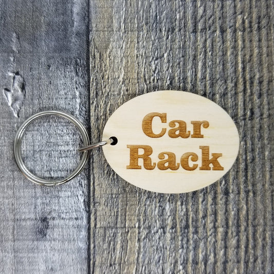 Car Rack Wood Keychain Key Ring Keychain Gift - Key Chain Key Tag Key Ring Key Fob - Car Rack Text Key Marker