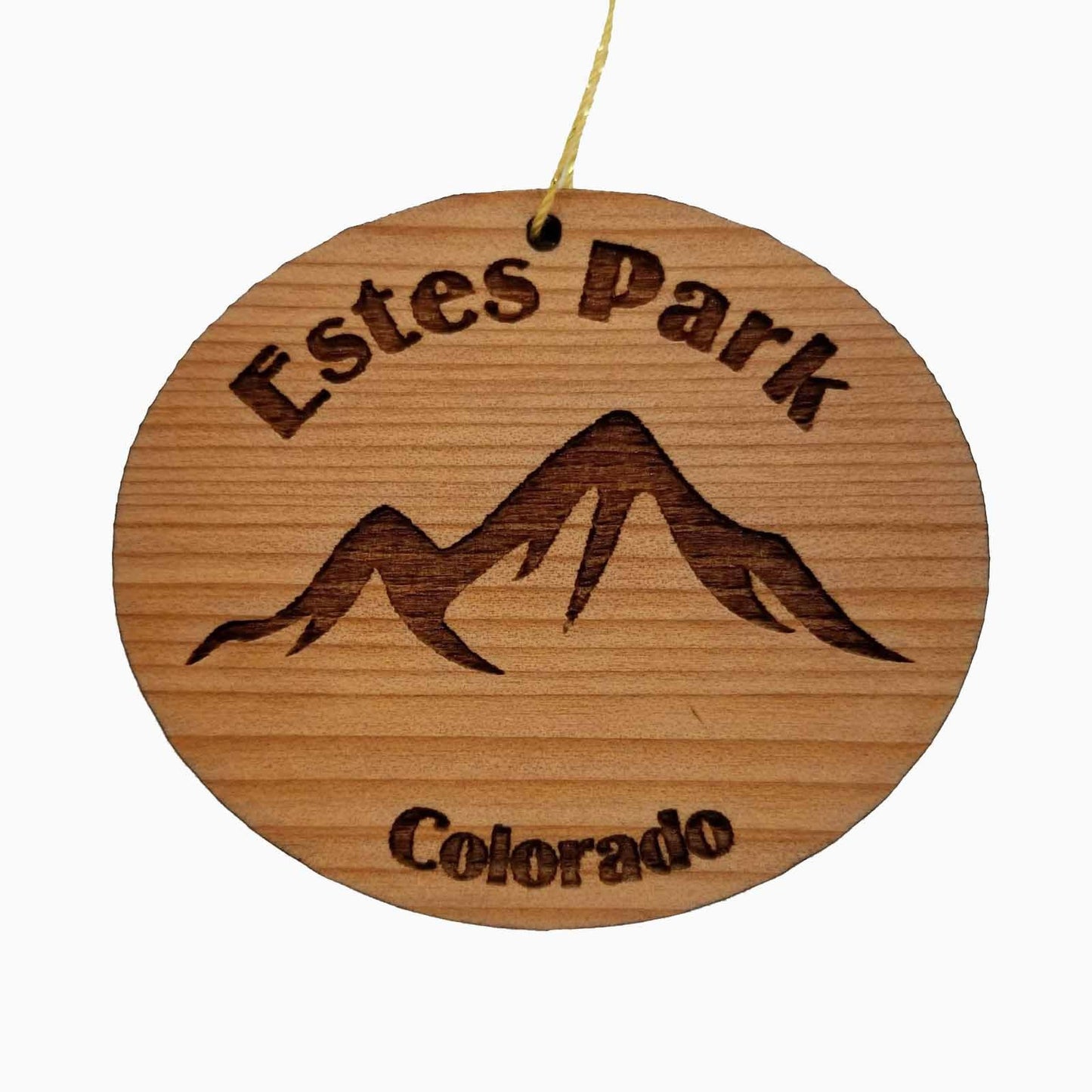 Estes Park Ornament Handmade Wood Ornament CO Souvenir Mountains Ski Resort Skiing Skier CO Rocky Mountains