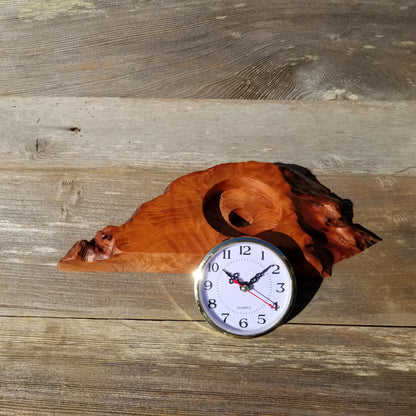 Wood Clock For the Desk or Mantle Handmade California Redwood Burl Table Shelf Birthday Gift Wedding Gift Engagement Gift #214