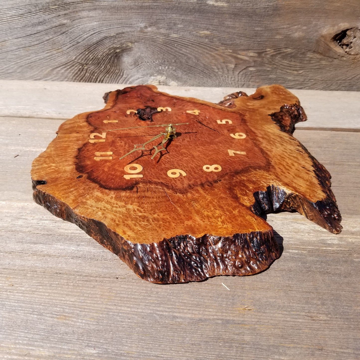 Wood Wall Clock Redwood Clock Handmade Wall Hanging Rustic Wedding Gift Burl Live Edge #355 Anniversary Mini 2 Tone