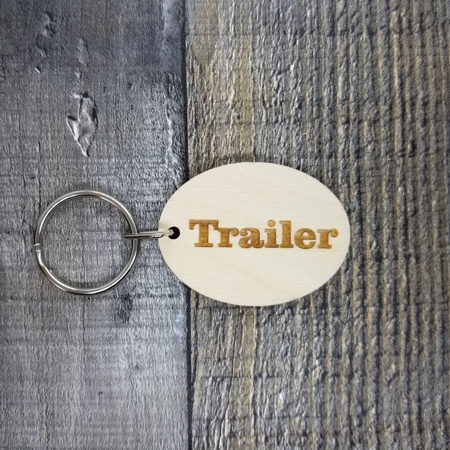 Trailer Wood Keychain Key Ring Keychain Gift - Key Chain Key Tag Key Ring Key Fob - Trailer Text Key Marker