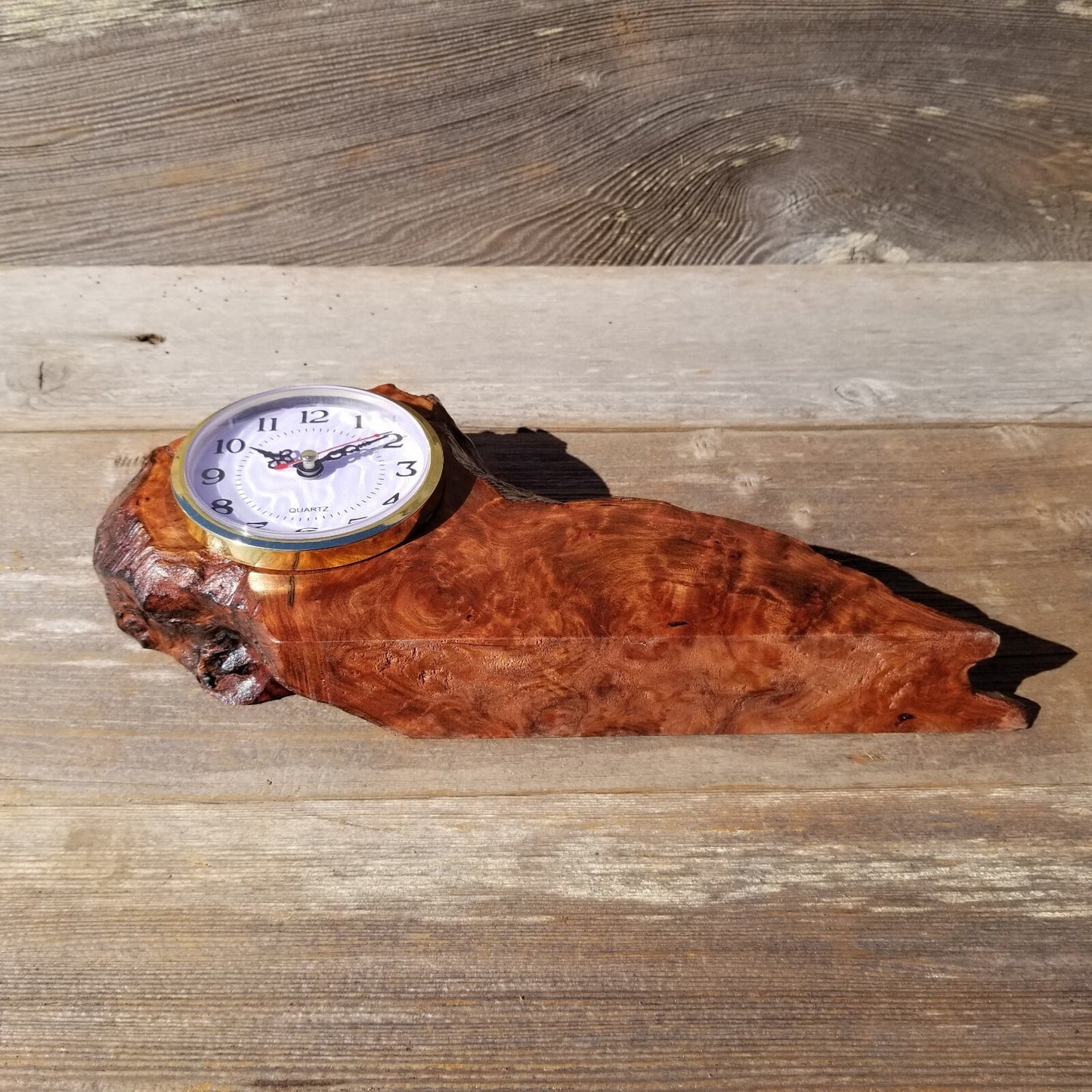 Redwood Burl Wood Clock Mantle Desk #570 Office Gifts for Men Sitting Table Shelf Mother's Day Father's Day Christmas One of a Kind Gift