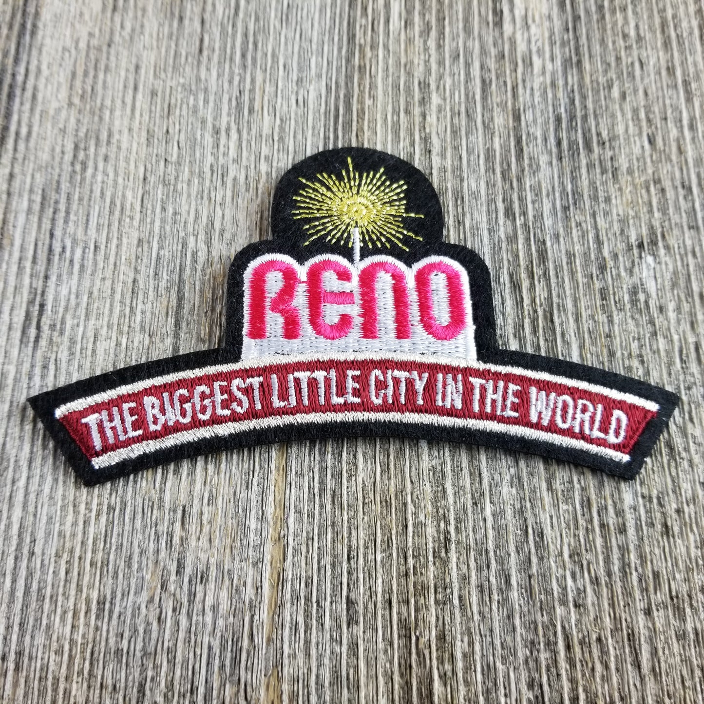 Reno Patch - Iron On Biggest Little City in the World Sign - Nevada Souvenir Badge Emblem