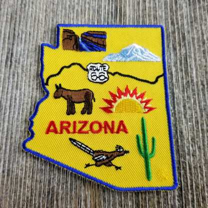 Arizona Patch - Iron on Souvenir Grand Canyon - Cactus Route 66 - Roadrunner Badge Emblem