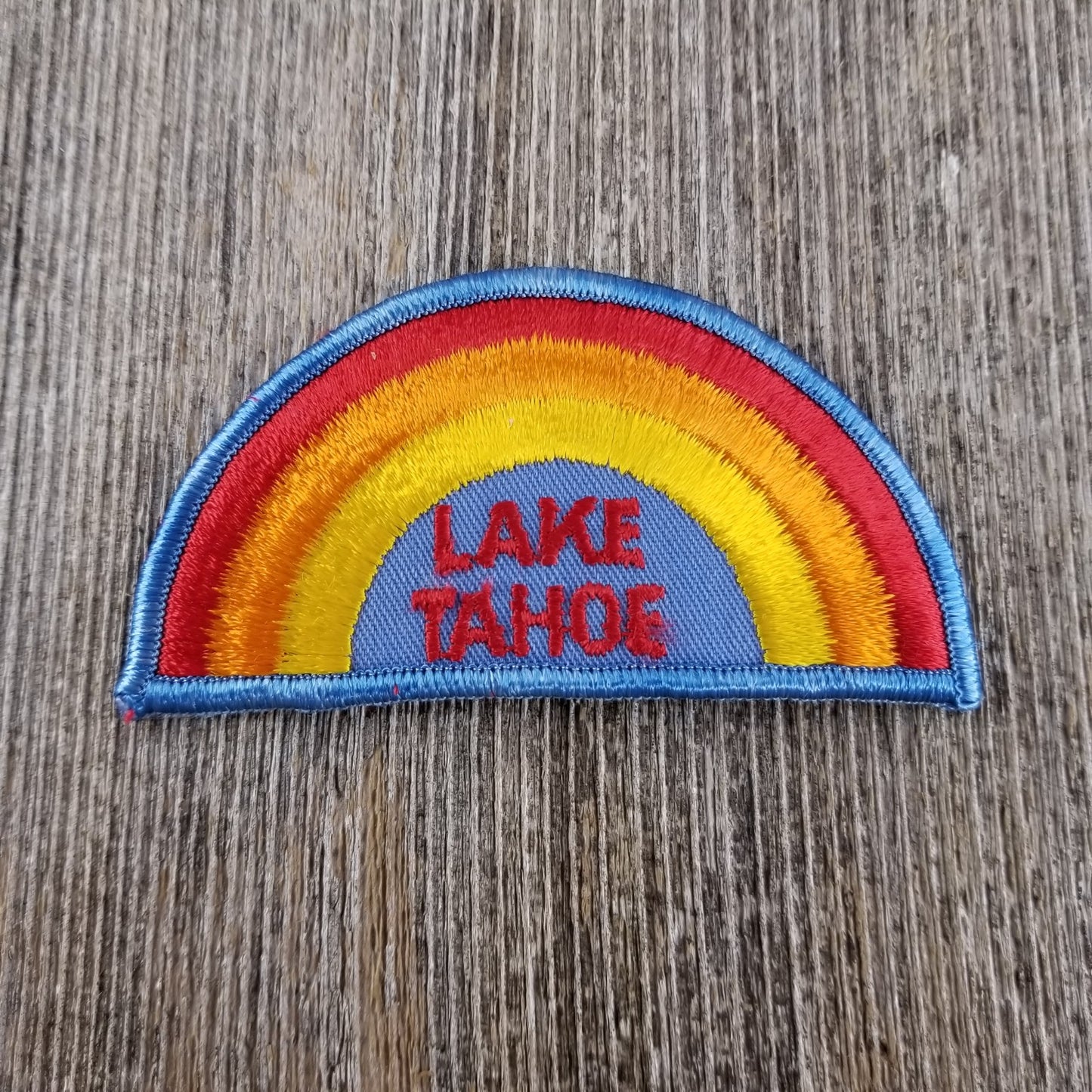 Vintage Lake Tahoe Patch - Iron On California Souvenir - Rainbow Badge Emblem