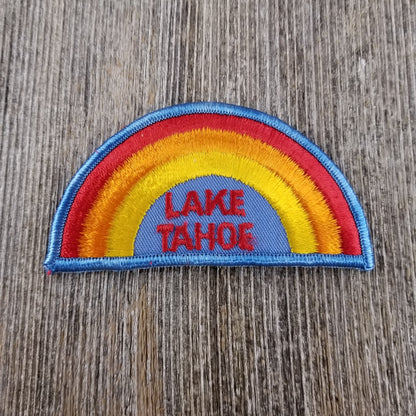 Vintage Lake Tahoe Patch - Iron On California Souvenir - Rainbow Badge Emblem