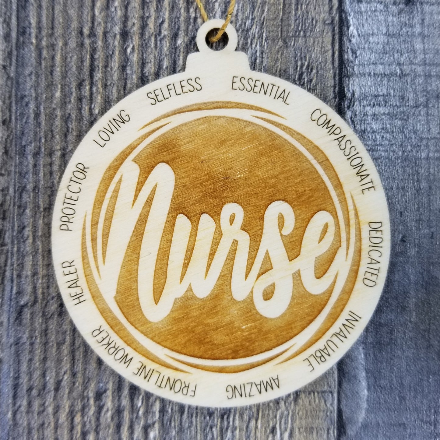 Nurse Christmas Ornament - Character Traits - Handmade Wood Ornament -  Gift for Nurses - Nurse Gift - Essential Selfless Compassionate 3.5"