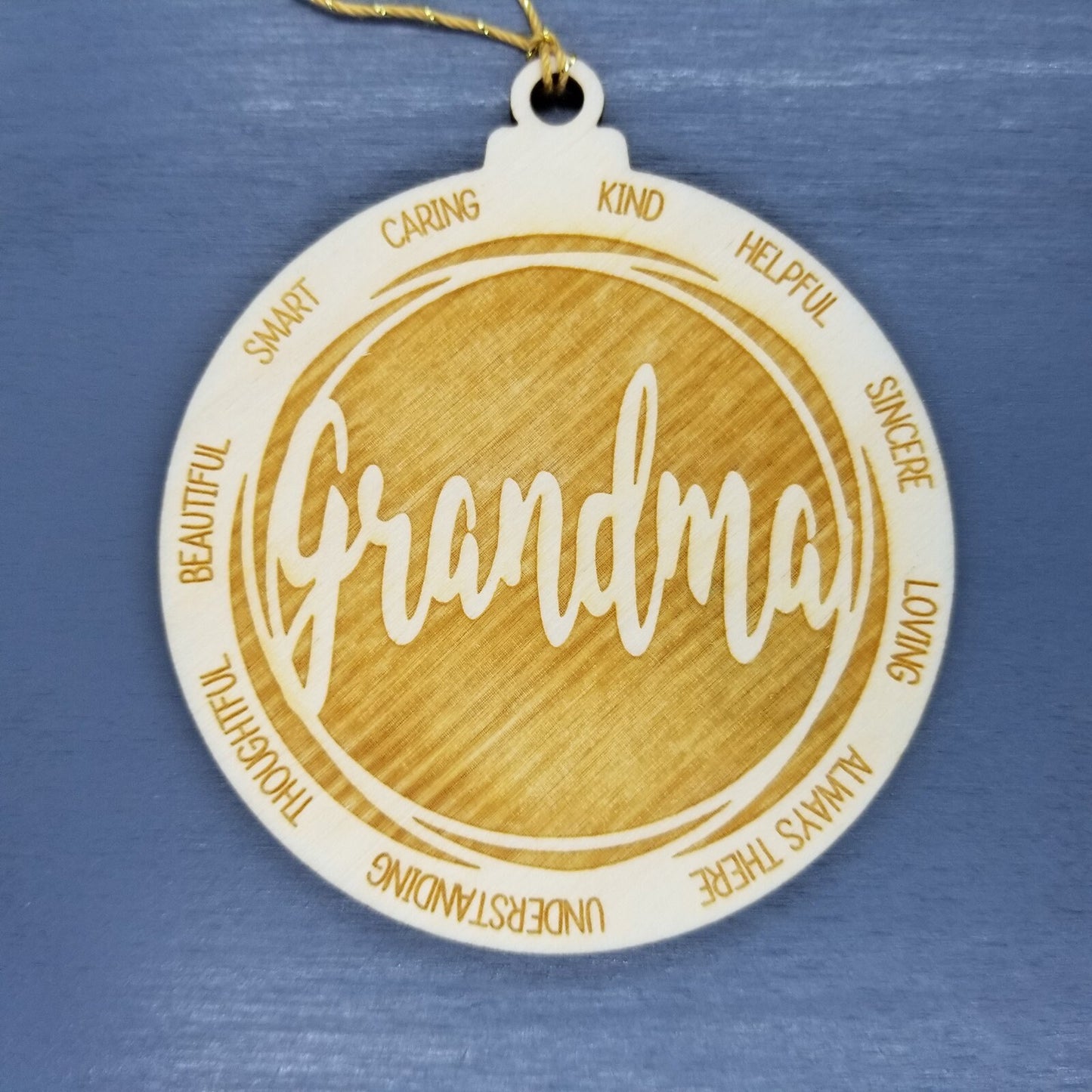 Grandma Christmas Ornament - Character Traits - Handmade Wood Ornament -  Gift for Grandma - Grandma Gift - Kind Helpful Caring 3.5"