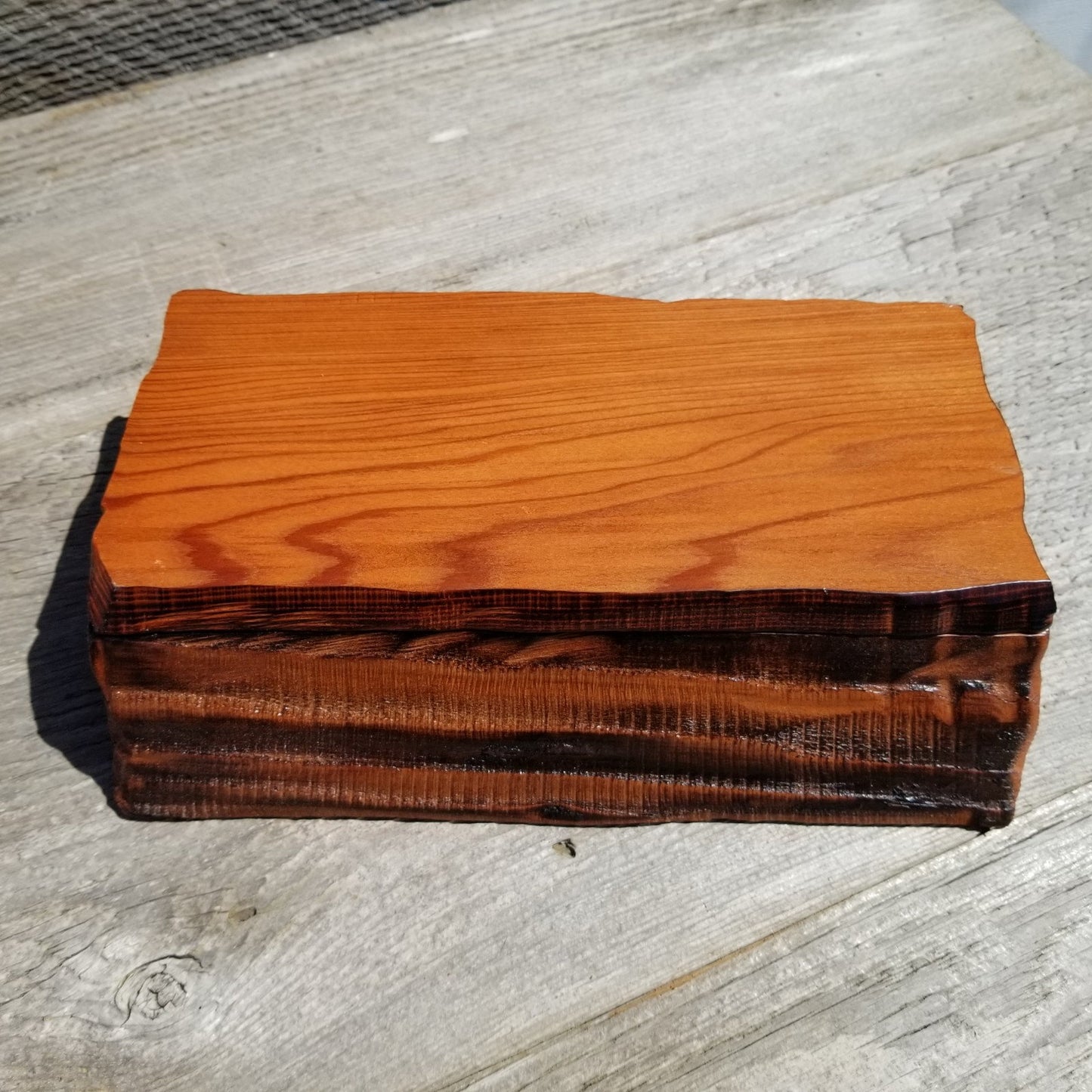 Wood Jewelry Box Redwood Rustic Handmade California Storage Live Edge #271 5th Anniversary Gift Stash Box Birthday Gift