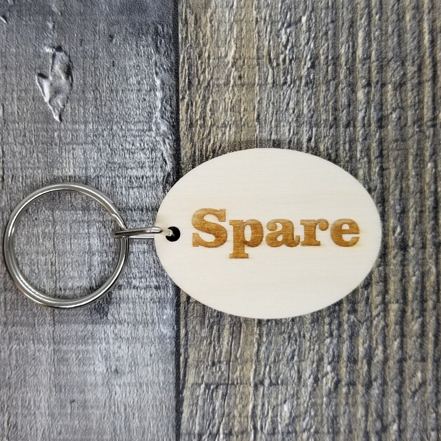 Spare Wood Keychain Key Ring Keychain Gift - Key Chain Key Tag Key Ring Key Fob - Spare Text Key Marker