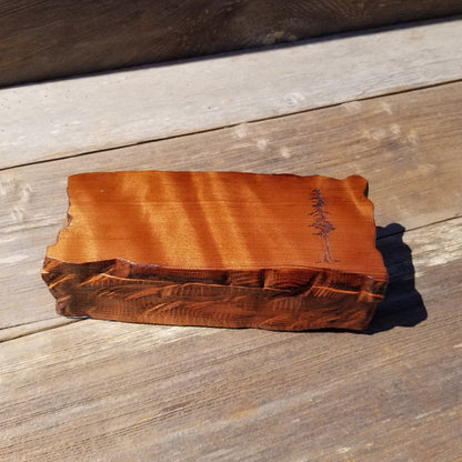 Wood Jewelry Box Redwood Tree Engraved Rustic Handmade Curly Wood #510 Mens Valet Christmas Gift 5th Anniversary