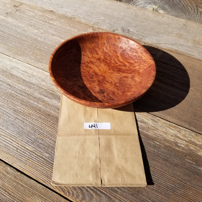 Handmade Wood Bowl Redwood Bowl Deep Plate 7.5 Inch California USA #441 Hand Turned Shallow Bowl Redwood Burl