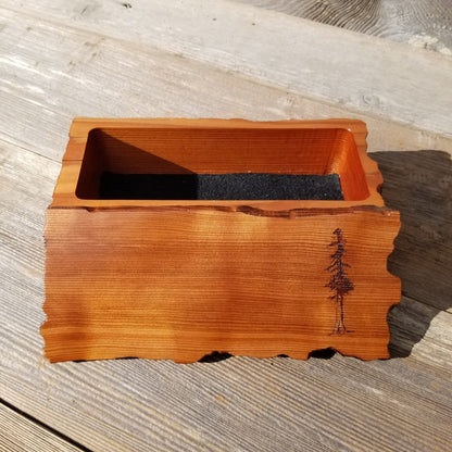 Wood Jewelry Box Redwood Tree Engraved Rustic Handmade Curly Wood #437 Mens Valet Christmas Gift 5th Anniversary