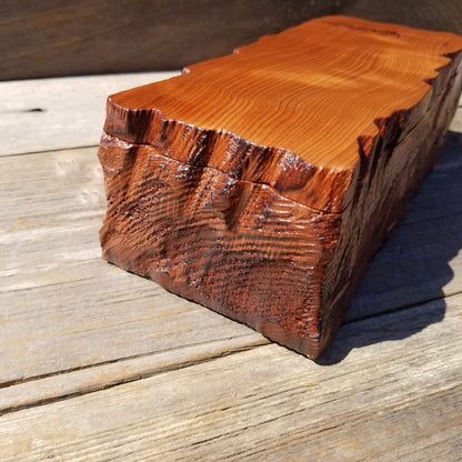 Handmade Wood Box with Redwood Tree Engraved Rustic Handmade Curly Wood #508 California Redwood Jewelry Box Storage Box