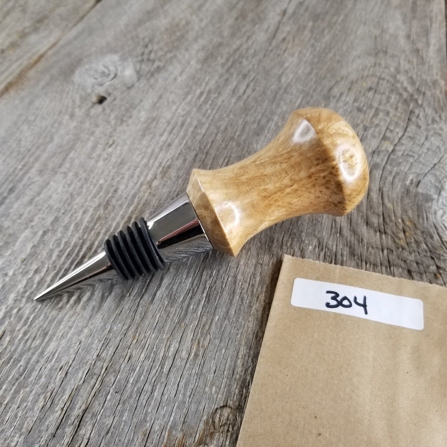 Wood Wine Stopper Maple Hand Turned Handmade Smooth Top Bottle Cork #304 - Wood Gift