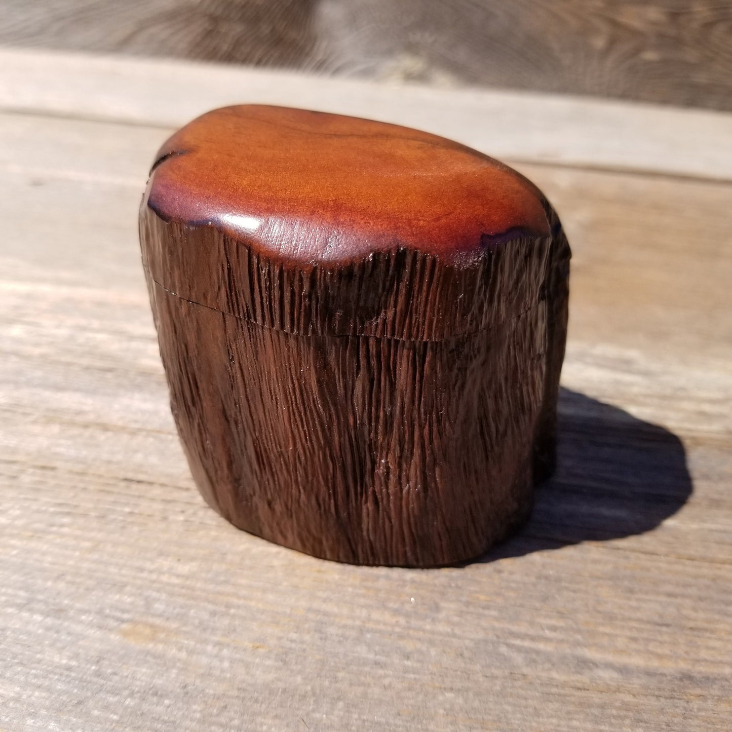 Wood Ring Box Redwood Rustic Handmade California Storage Live Edge Mini #359 Birthday Gift Christmas Gift Mother's Day Gift