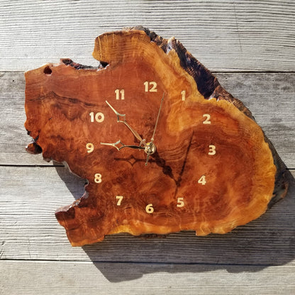 Redwood Clock Burl Wood Wall Hanging #431 Wall Clock Handmade Live Edge Cabin Lodge Rustic Decor California Gift for Him