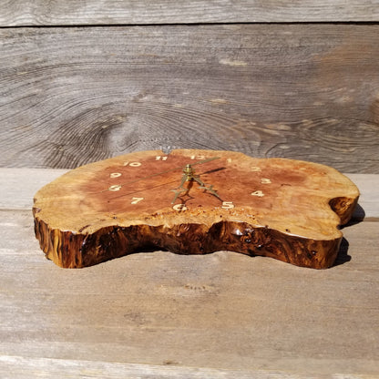 Wood Wall Clock Redwood Clock Handmade Wall Hanging Rustic Wedding Gift Burl Live Edge #426 Anniversary 2 Tone Mini