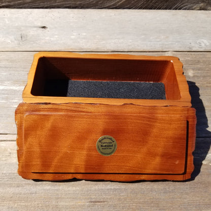 Handmade Wood Box with Redwood Tree Engraved Rustic Handmade Curly Wood #496 California Redwood Jewelry Box Storage Box