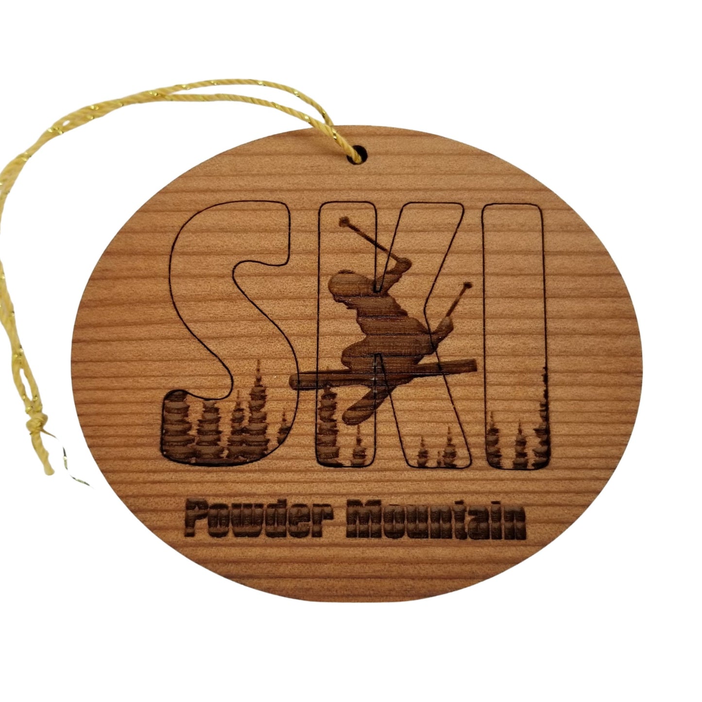 Powder Mountain Utah Ski Ornament - Handmade Wood Ornament - UT Souvenir - Ski Skiing Skier Trees Christmas Travel Gift