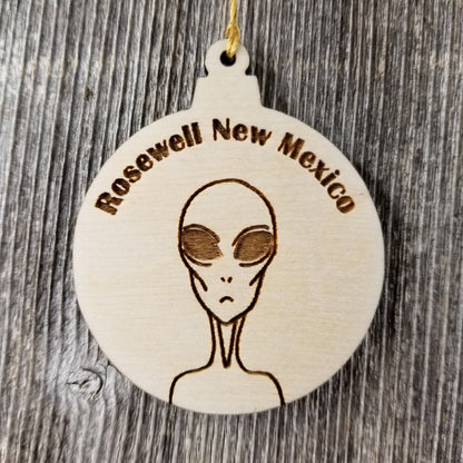 Rosewell New Mexico Alien Christmas Ornament Laser Cut Wood Handmade Made in USA Travel Gift Souvenir Memento NM