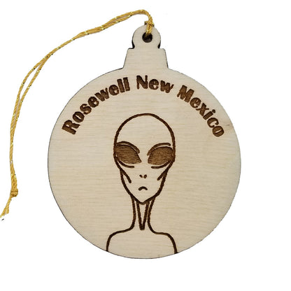 Rosewell New Mexico Alien Christmas Ornament Laser Cut Wood Handmade Made in USA Travel Gift Souvenir Memento NM