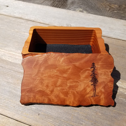 Redwood Jewelry Box Curly Wood Engraved Rustic Handmade California #462 Memento Box Gift for Men Gift for Women Anniversary Gift