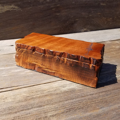 Handmade Wood Box with Redwood Tree Engraved Rustic Handmade Curly Wood #503 California Redwood Jewelry Box Storage Box