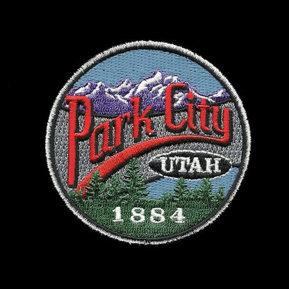 Park City Utah Patch – Mountain Resort Logo UT – Travel Patch Iron On – UT Souvenir Patch – Travel Gift 2.5″ Circle Embellishment Applique