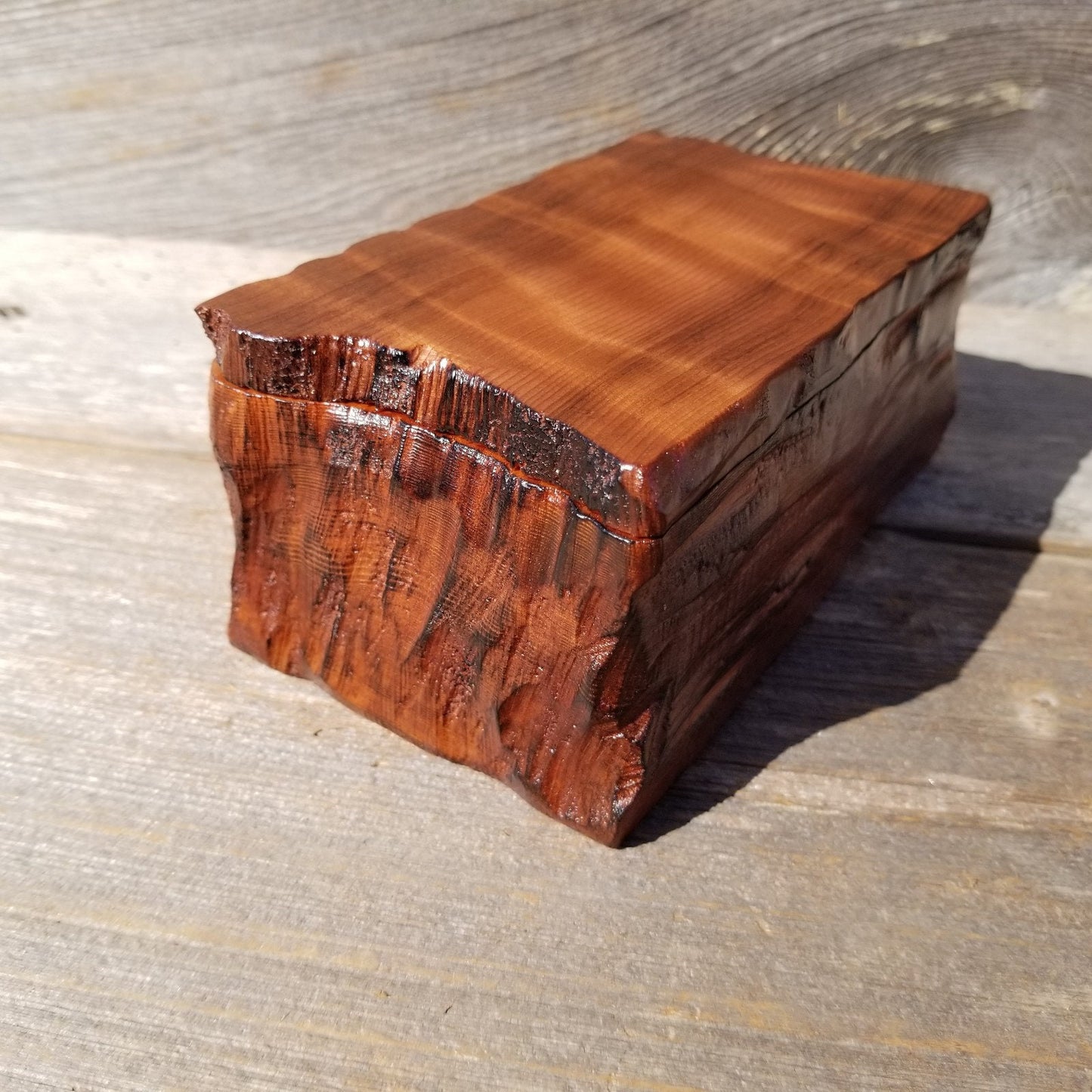 Handmade Wood Box with Redwood Rustic Handmade Jewelry Box California Redwood Storage Box #449 Coin Box Stash Mom Gift Trinkets Memories