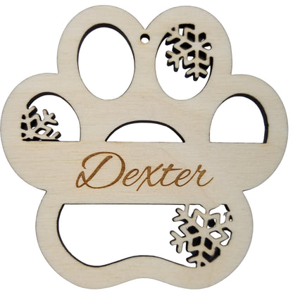 Pet Paw Personalized Ornament Handmade Wood Christmas Ornament Made in USA Pet Ornament Cat Lover Dog Lovers Pet Gift New Pet First