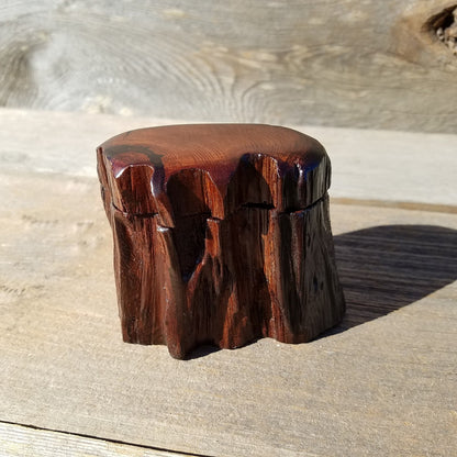 Wood Ring Box Redwood Rustic Handmade California Storage Live Edge Mini #330 Birthday Gift Christmas Gift Mother's Day Gift