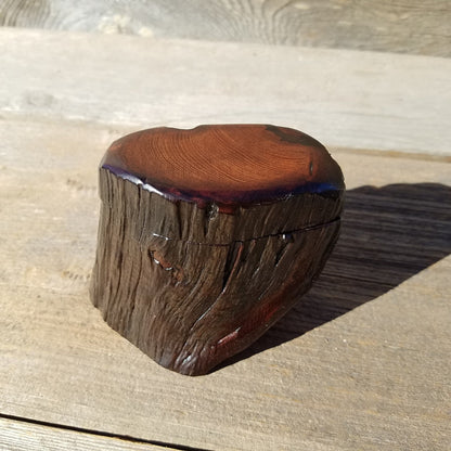 Wood Ring Box Redwood Rustic Handmade California Storage Live Edge Mini #330 Birthday Gift Christmas Gift Mother's Day Gift