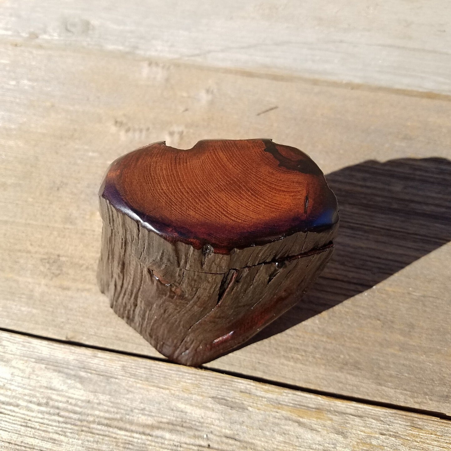 Wood Ring Box Redwood Rustic Handmade California Storage Live Edge Mini #330 Birthday Gift Christmas Gift Mother's Day Gift