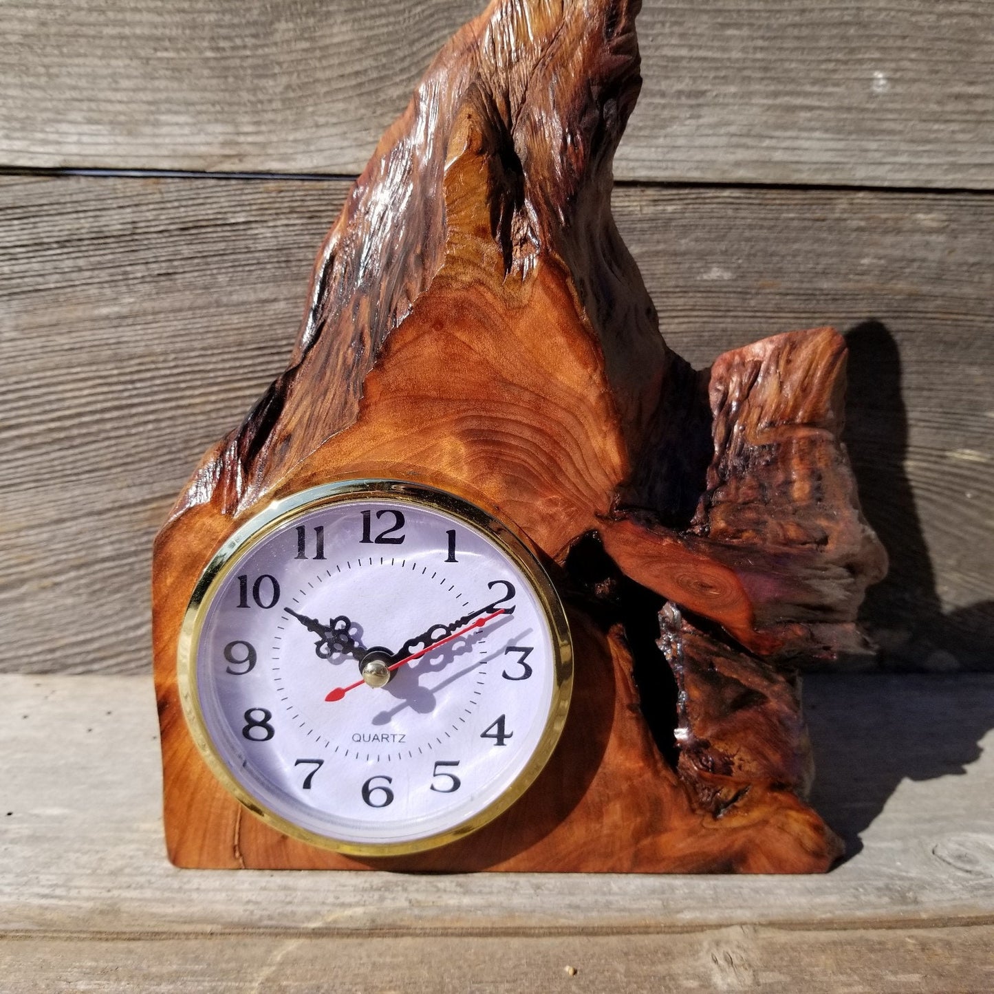 Redwood Burl Clock Table Shelf Mantle Desk Office Gifts for Men #567 Sitting Wood Christmas Gift Handmade