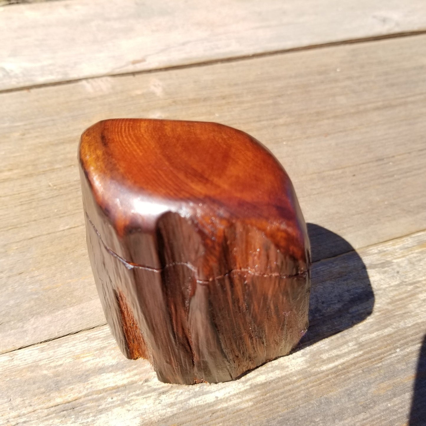 Wood Ring Box Redwood Rustic Handmade California Storage Live Edge Mini #361 Birthday Gift Christmas Gift Mother's Day Gift