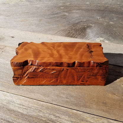 Handmade Wood Box with Redwood Tree Engraved Rustic Handmade Curly Wood #435 California Redwood Jewelry Box Storage Box