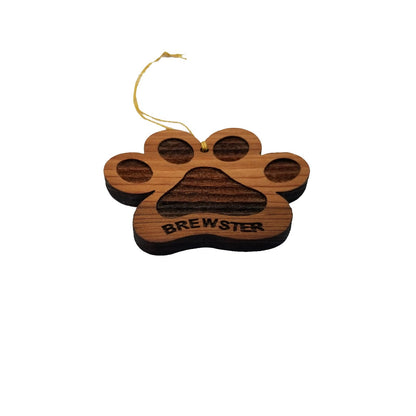 Personalized Paw Christmas Ornament California Redwood Made in USA - Pet Ornament