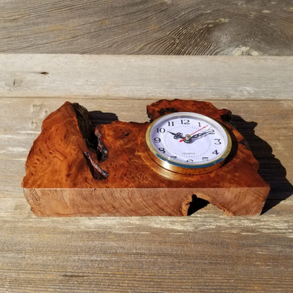 Wood Clock Desk Office Mantel Redwood Burl #569 Handmade in USA Gift for Him - Gift for Her - Unique Christmas Gift