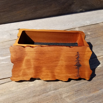 Wood Valet Box Curly Redwood Tree Engraved Rustic Handmade CA Storage #509 Handcrafted Christmas Gift Engagement Gift for Men Jewelry