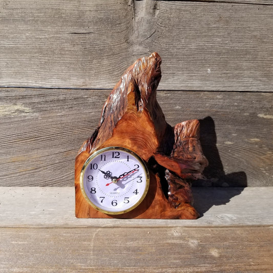 Redwood Burl Clock Table Shelf Mantle Desk Office Gifts for Men #567 Sitting Wood Christmas Gift Handmade