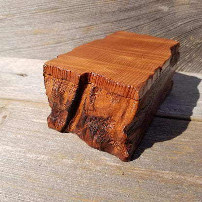 Redwood Jewelry Box Curly Wood Engraved Rustic Handmade California #448 Memento Box Dad Gift Trinkets Memories Stash Mens Valet