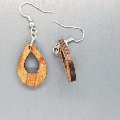 Redwood Earrings - Cutout Teardrop Earrings - California Redwood Dangle Earrings - CA Souvenir Keepsake - Wood Earrings - Wood Gift Women