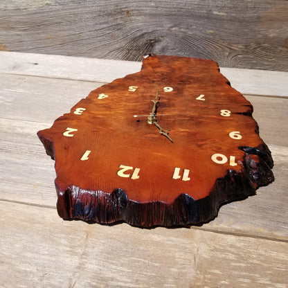 Wood Wall Clock Redwood Burl Handmade Rustic Slab #490 Anniversary Gift Birthday Gift Christmas Gift Wood Wall Art LG Clock