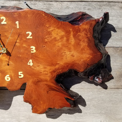 Wood Wall Clock Handmade Wall Hanging Rustic Redwood Burl Clock #488 Wedding Gift Father's Day Gift Unique Christmas Gift LG