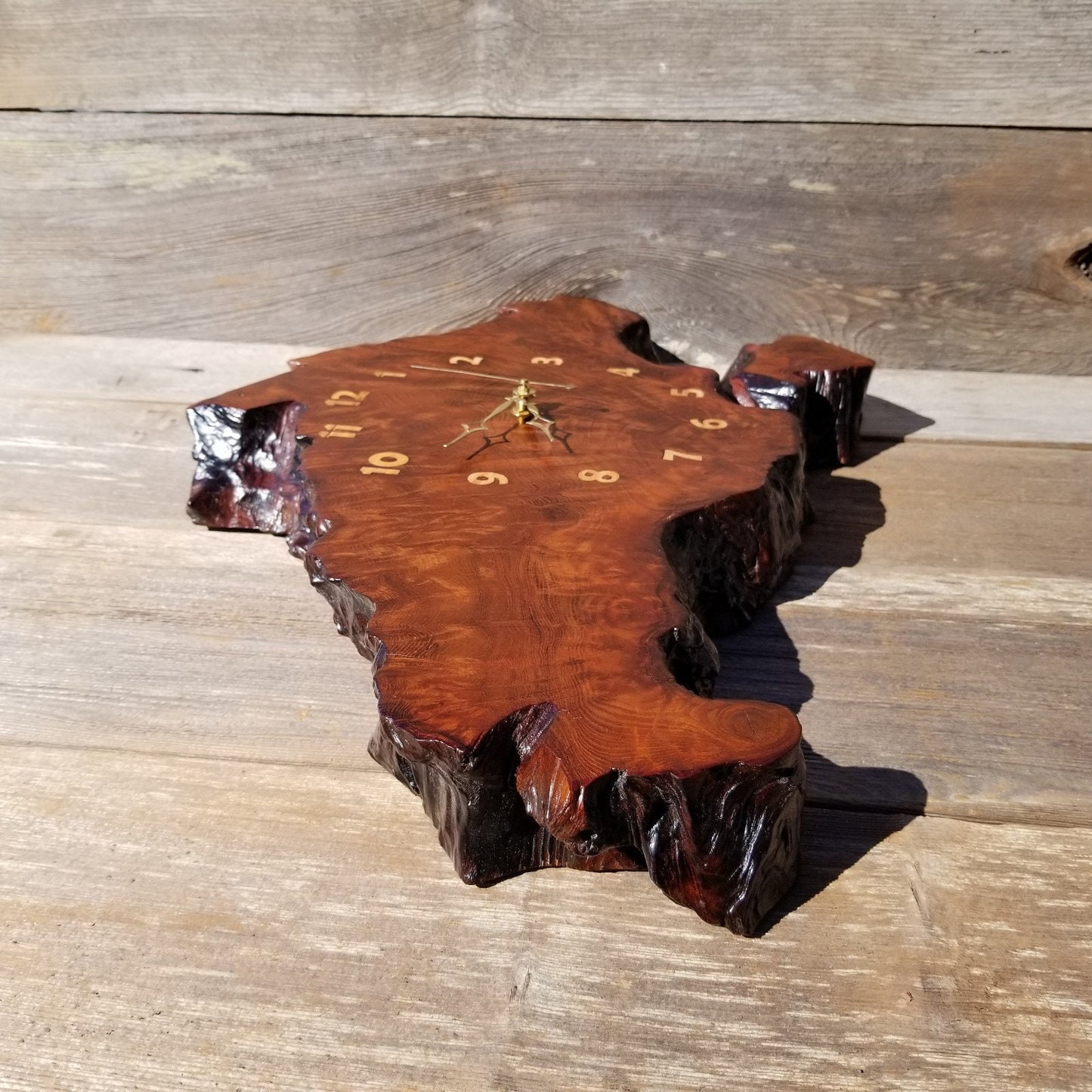 Wood Wall Clock Redwood Burl Hanging Art Rustic Slab #489 Anniversary Gift One of a Kind Unique Gift Handmade LG