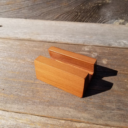 Wood Business Card Holder - Rustic Office Desk Organizer - California Redwood - Handmade - Gift for Him - Gift for Her - Graduation Gift