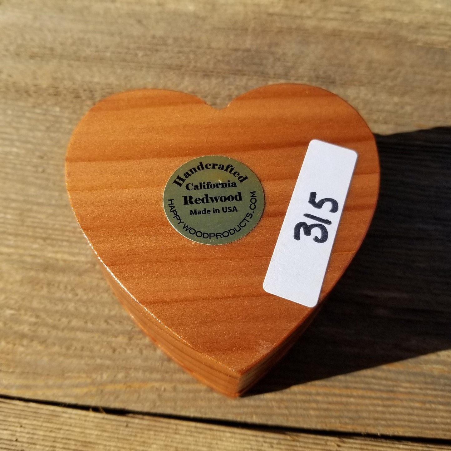 Handmade Wood Box with Redwood Heart Ring Box California Redwood #315