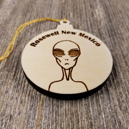 Rosewell New Mexico Alien Christmas Ornament Laser Cut Wood Handmade Made in USA Travel Gift Souvenir Memento NM