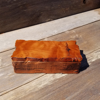 Redwood Jewelry Box Curly Wood Engraved Rustic Handmade California #500 Memento Box, Mom Gift, Anniversary Gift